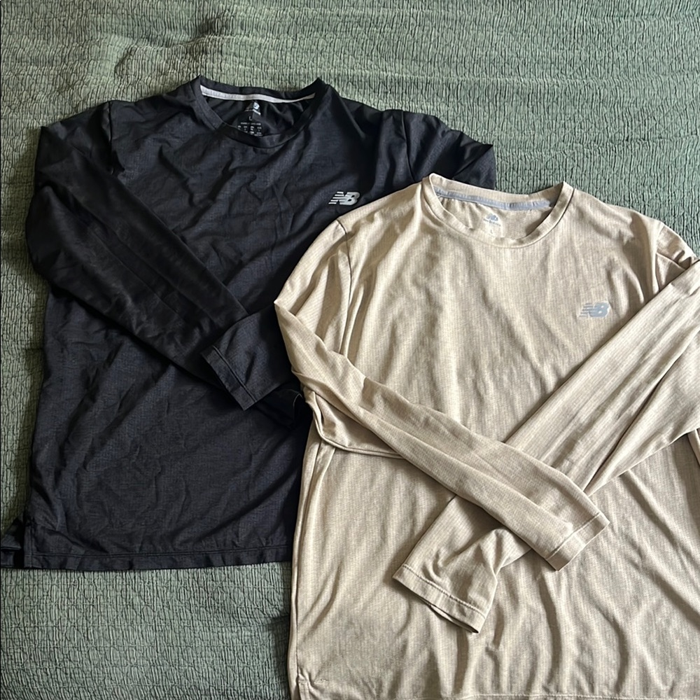 New Balance Long Sleeve Performance Tees in Black and Beige